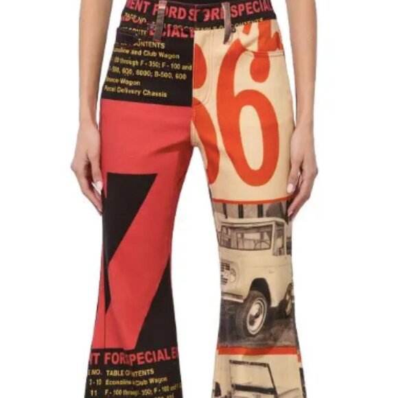 Alice + Olivia x Ford Bronco Wide Leg Graphic Pants Womens Sz 29 NWT - Picture 2 of 15